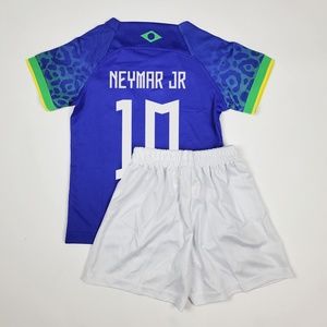 NEYMAR JR Kids Brazil shirt and shorts jersey set Brasil blue uniform